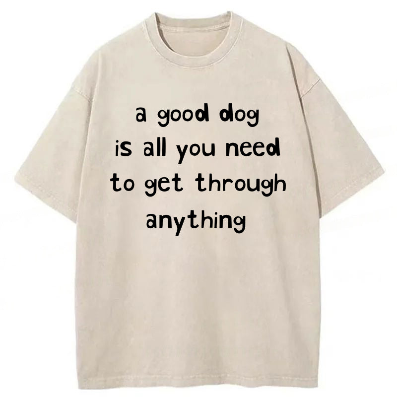 A Good Dog Is All You Need To Get Through Anything Washed Unisex Tee