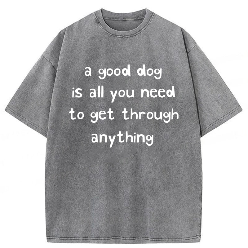 A Good Dog Is All You Need To Get Through Anything Washed Unisex Tee