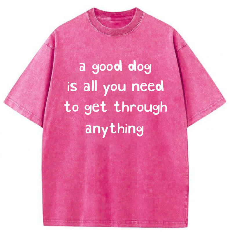 A Good Dog Is All You Need To Get Through Anything Washed Unisex Tee