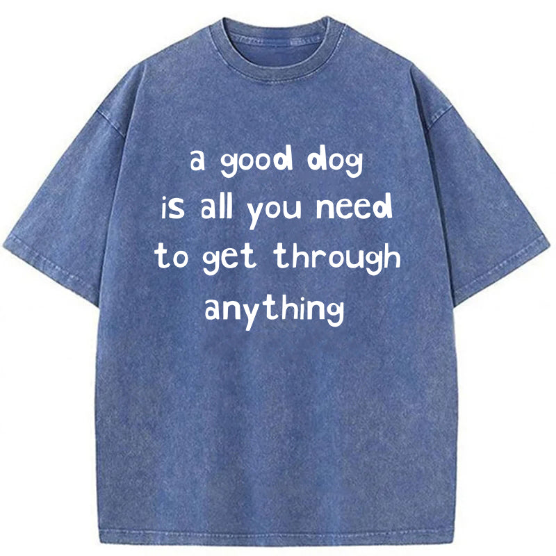 A Good Dog Is All You Need To Get Through Anything Washed Unisex Tee