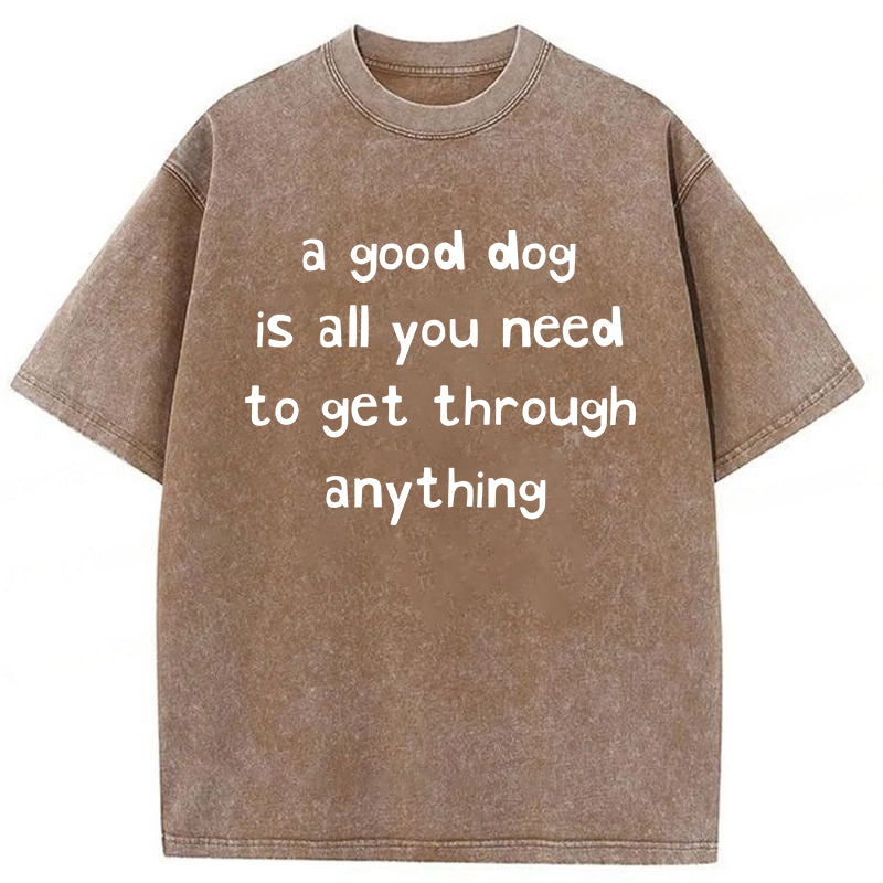 A Good Dog Is All You Need To Get Through Anything Washed Unisex Tee