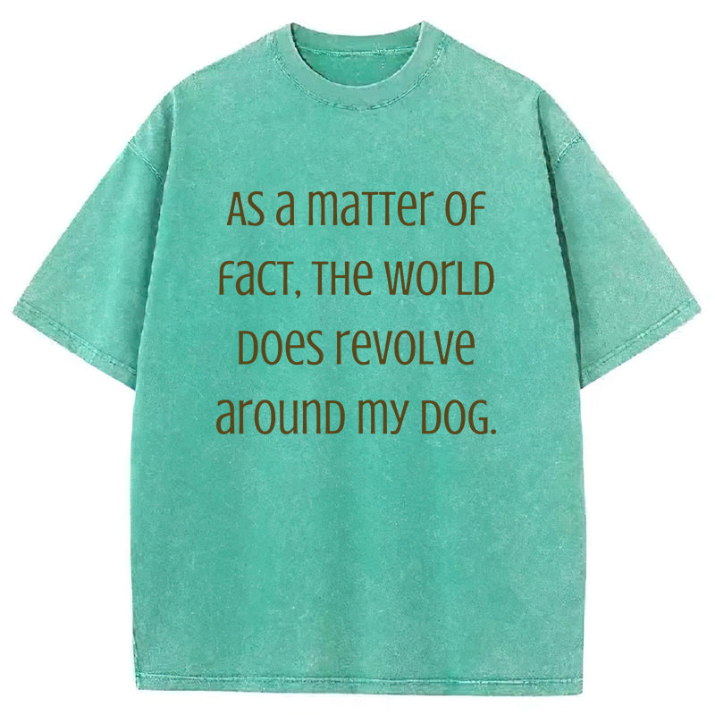 The World Does Revolve Around My Dog Washed Unisex Tee