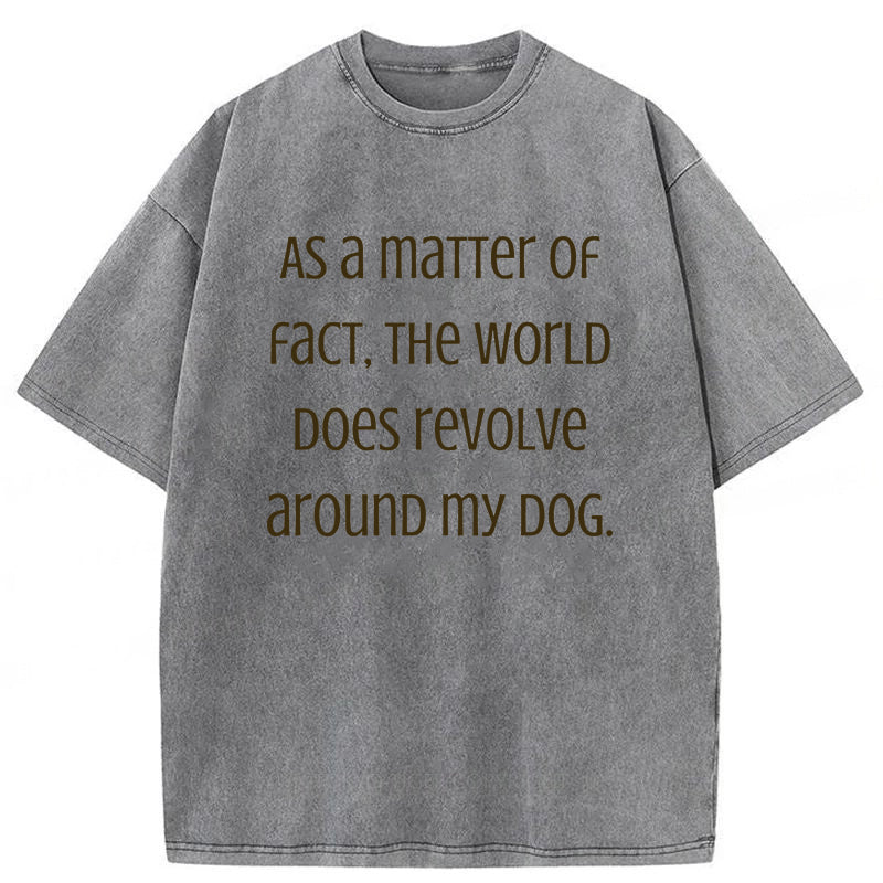 The World Does Revolve Around My Dog Washed Unisex Tee