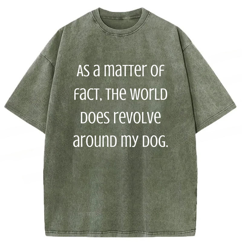The World Does Revolve Around My Dog Washed Unisex Tee