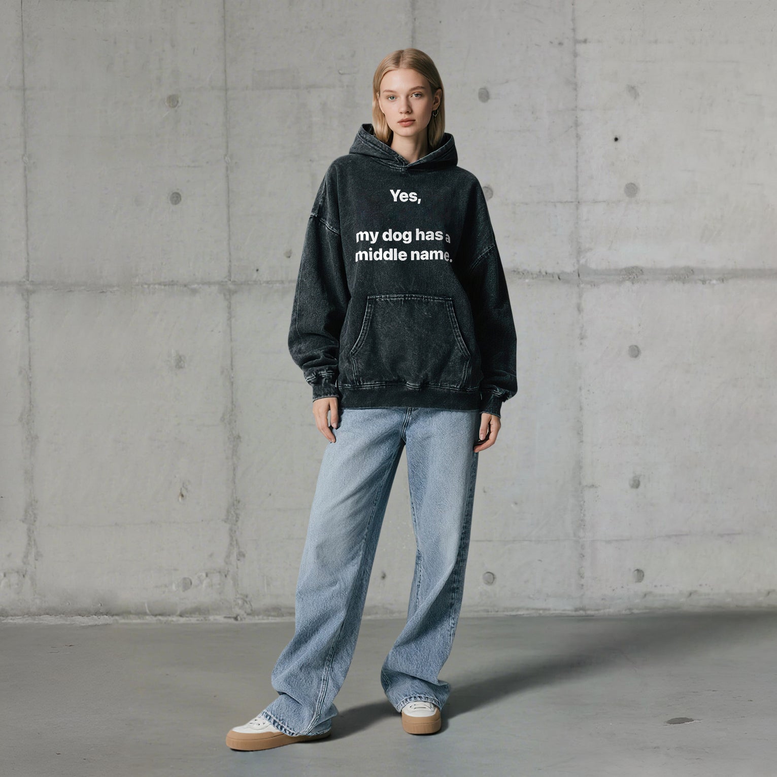 Yes My Dog Has A Middle Name Washed Unisex Hoodie