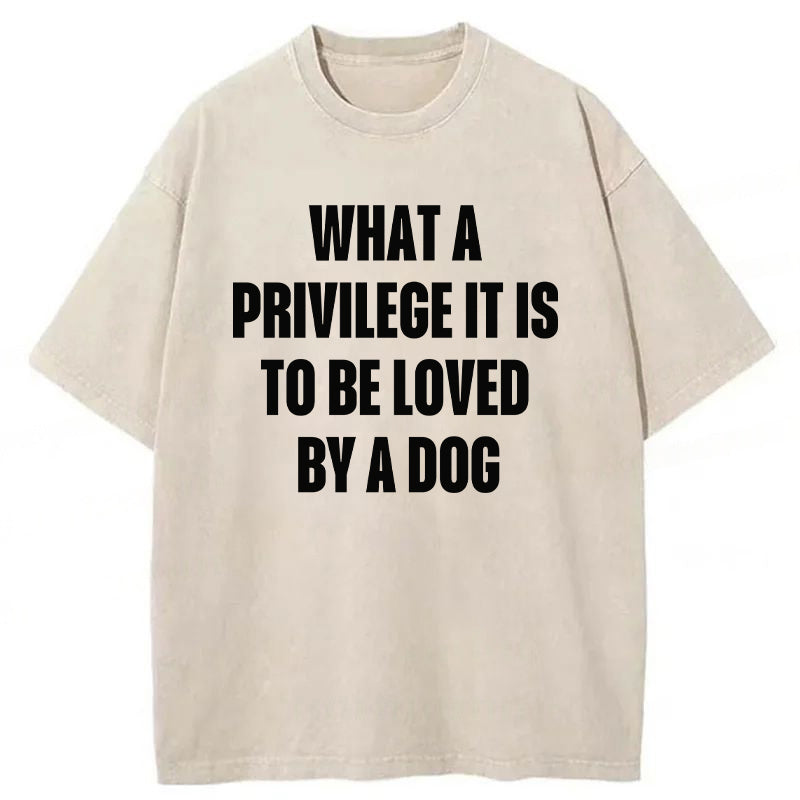 What A Privilege It Is To Be Loved By A Dog Washed Unisex Tee