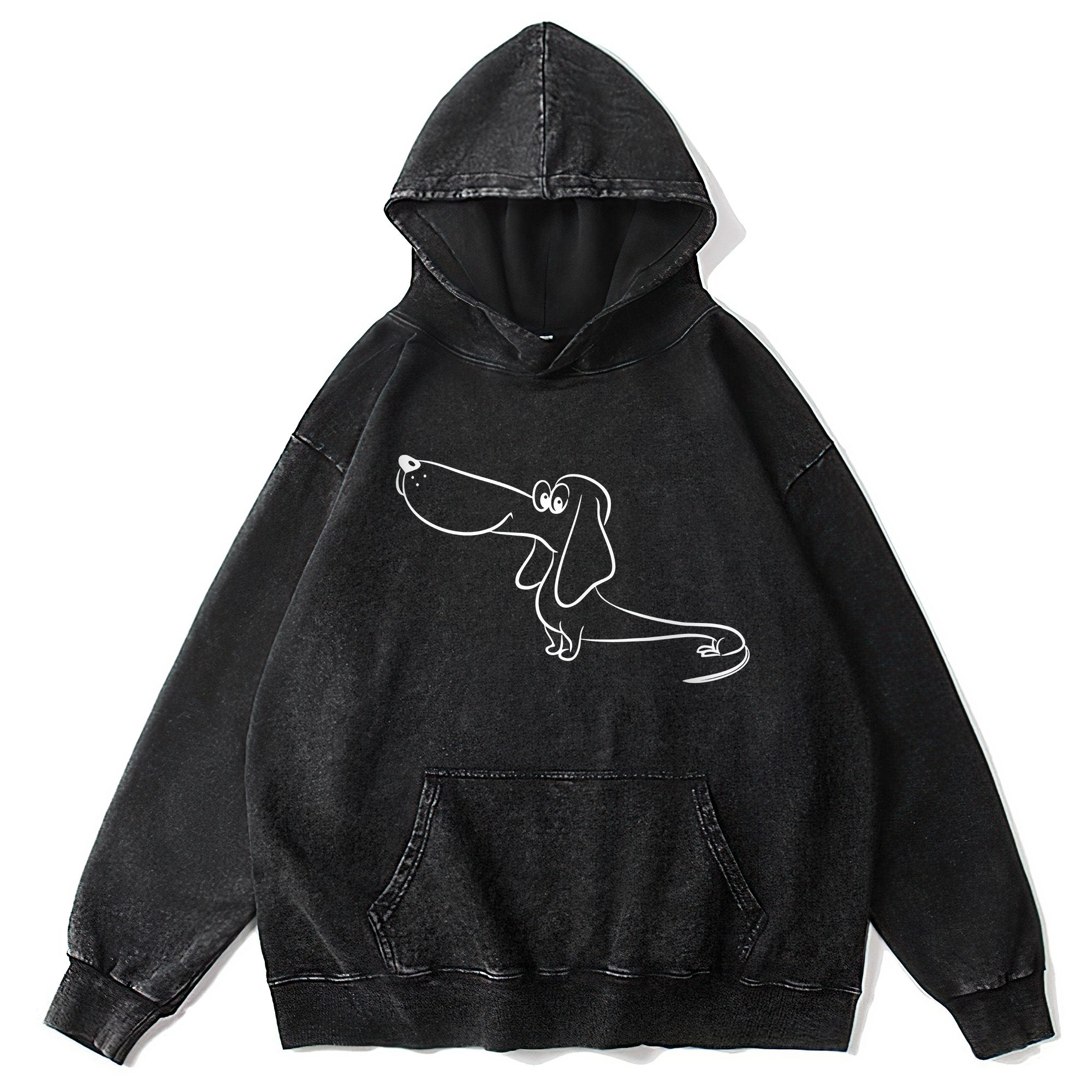 Funny Dog Sketch Washed Unisex Hoodie