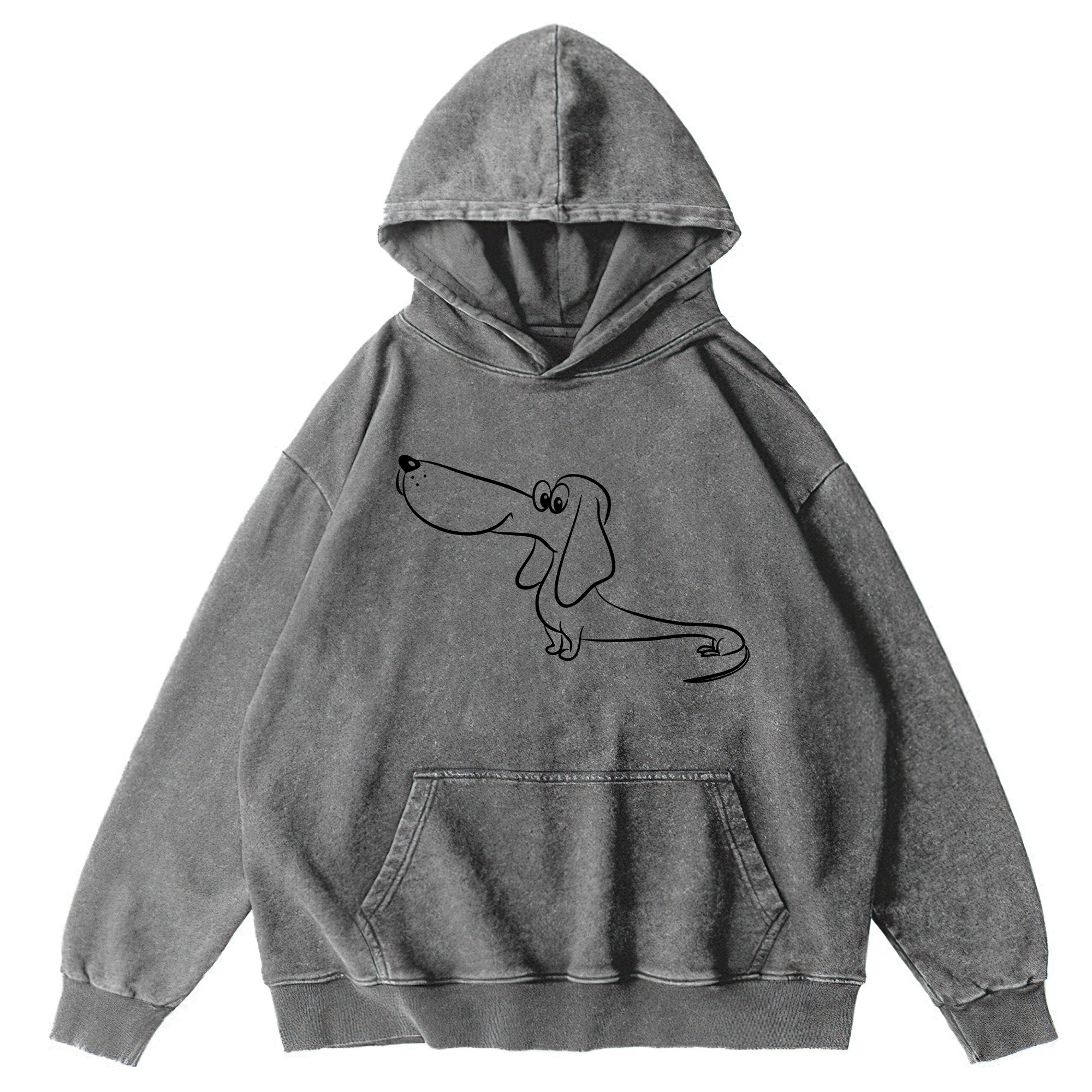 Funny Dog Sketch Washed Unisex Hoodie