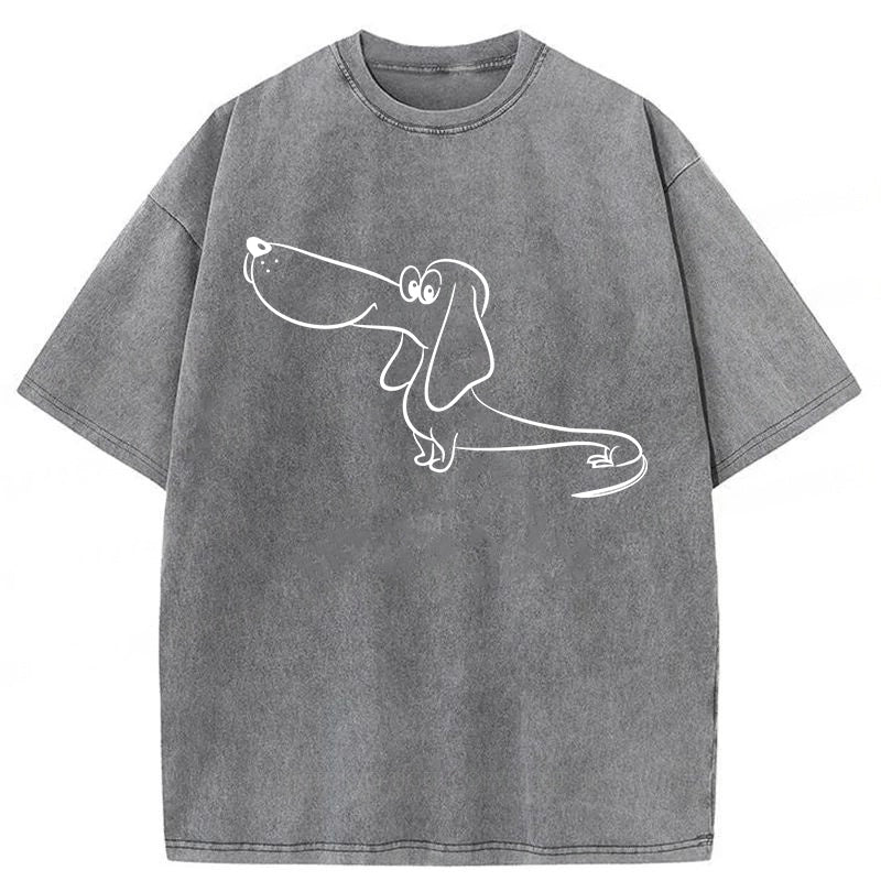 Funny Dog Sketch Washed Unisex Tee