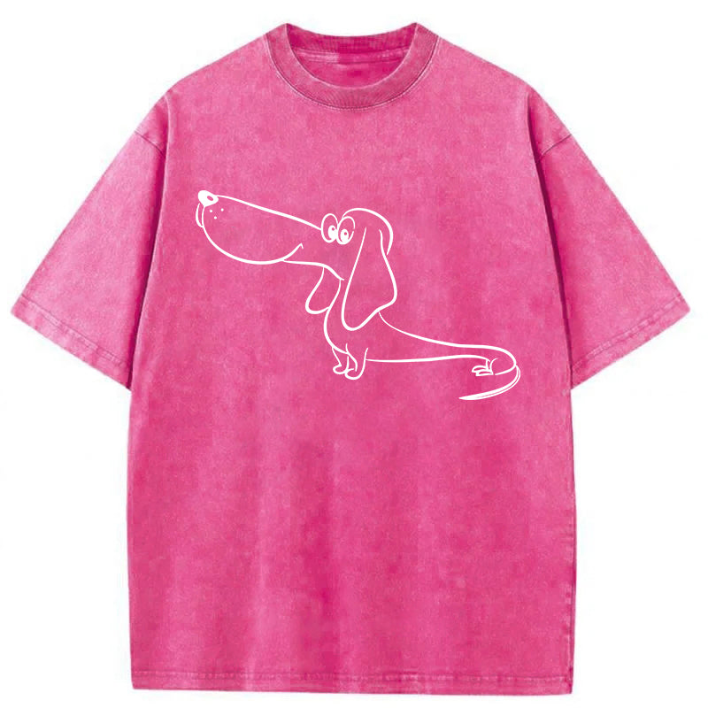 Funny Dog Sketch Washed Unisex Tee