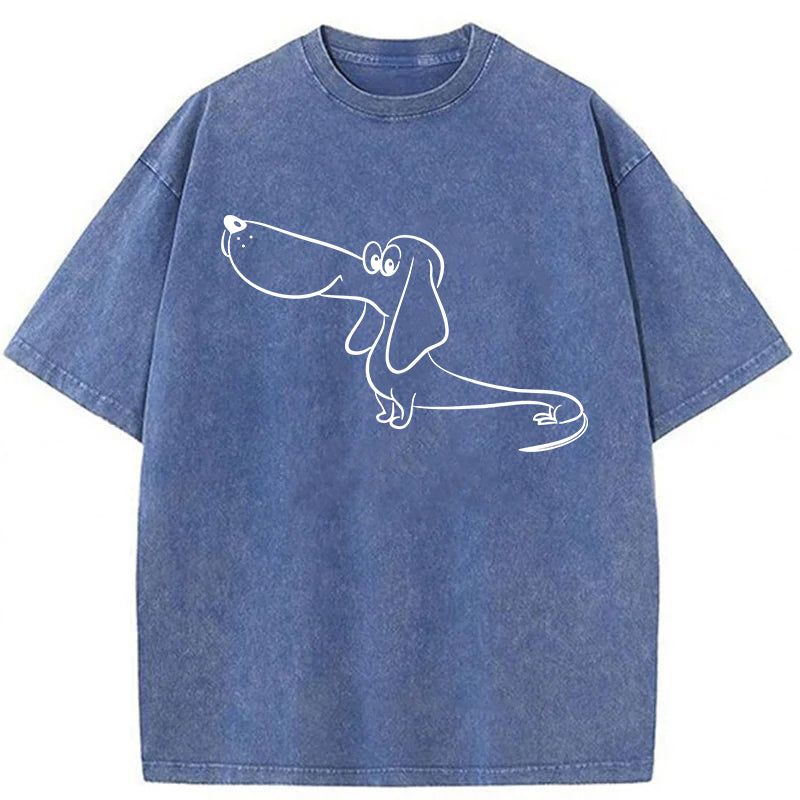 Funny Dog Sketch Washed Unisex Tee