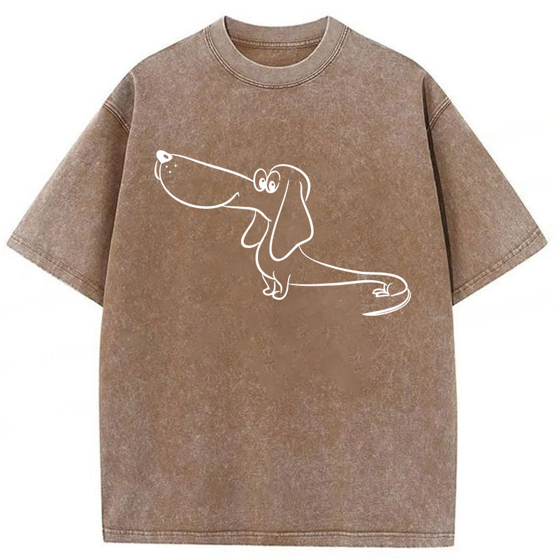 Funny Dog Sketch Washed Unisex Tee