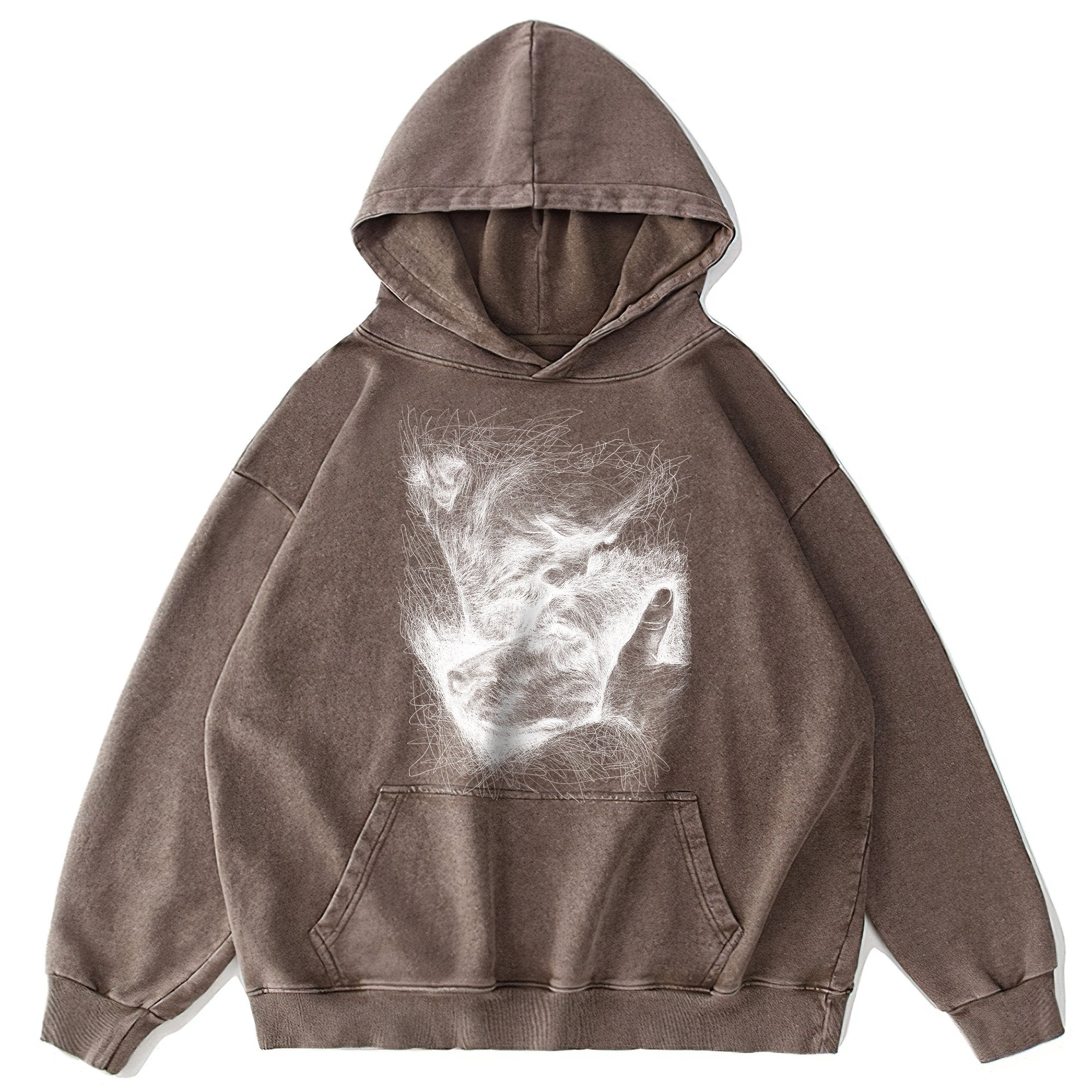 Sketch Of Old Man And Dog Washed Unisex Hoodie