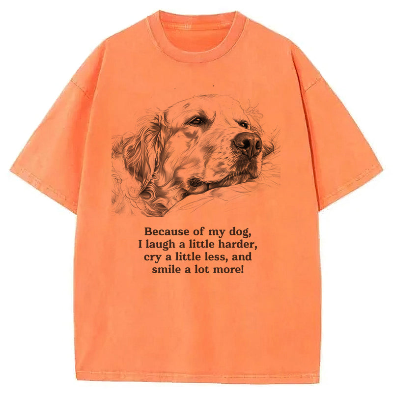 Because Of My Dog Washed Unisex Tee