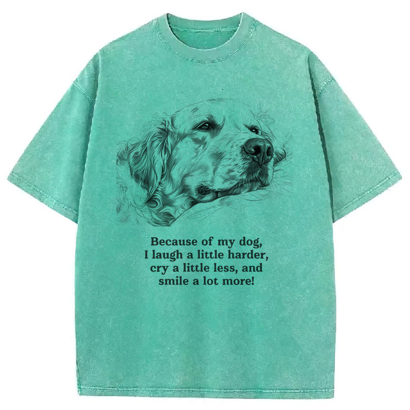 Because Of My Dog Washed Unisex Tee