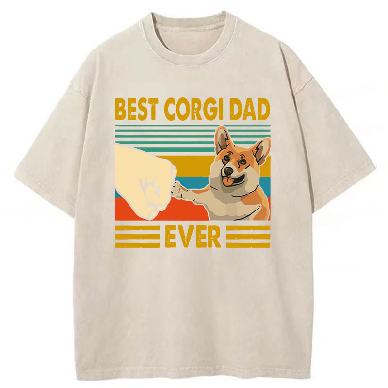 Best Corgi Dad Ever Washed Unisex Tee