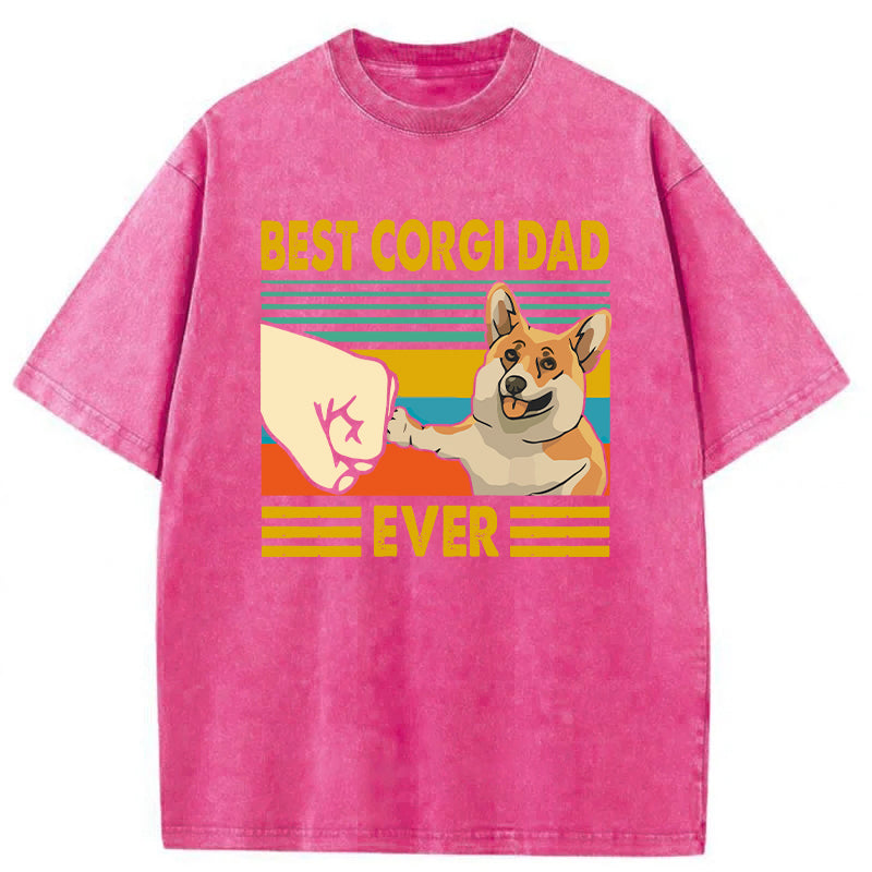 Best Corgi Dad Ever Washed Unisex Tee