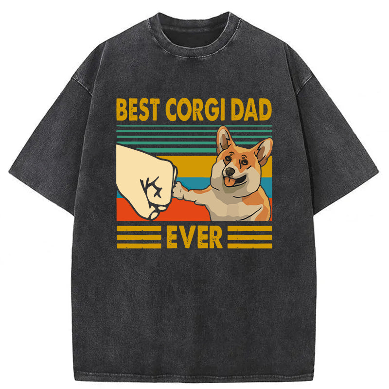 Best Corgi Dad Ever Washed Unisex Tee