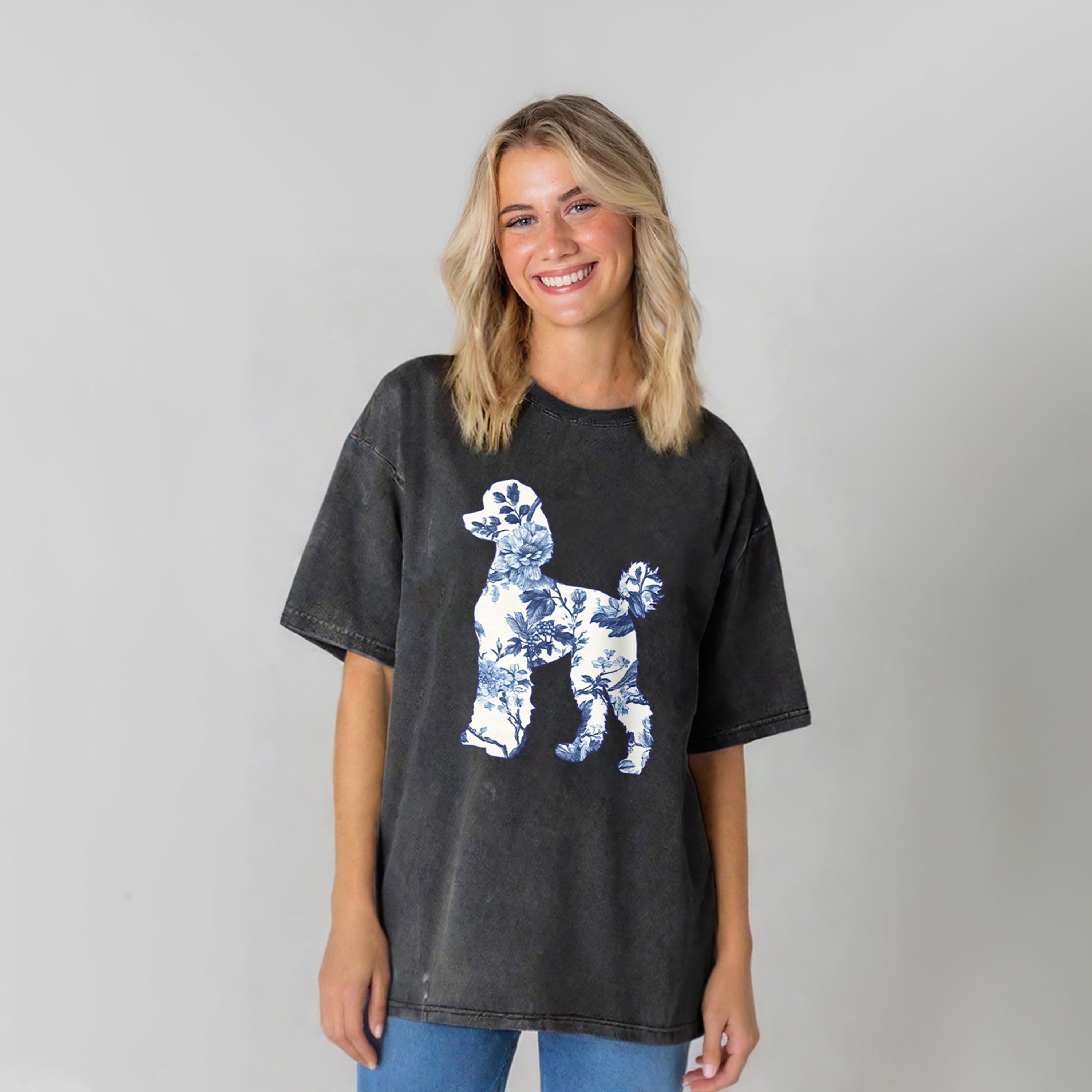 Floral Poodle Washed Unisex Tee