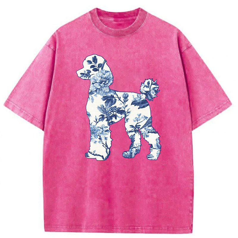 Floral Poodle Washed Unisex Tee