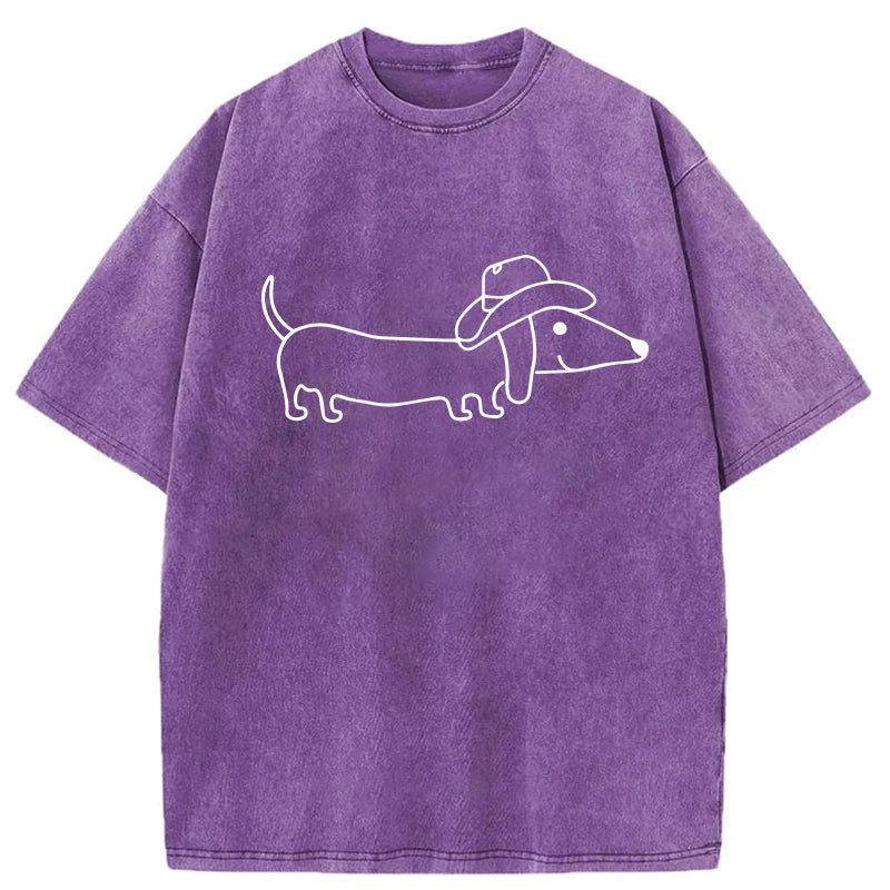 Cowboy Dachshund Washed Unisex Tee