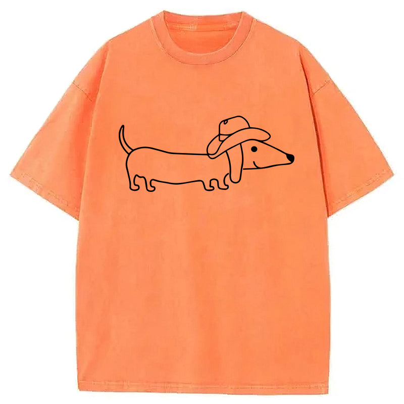 Cowboy Dachshund Washed Unisex Tee