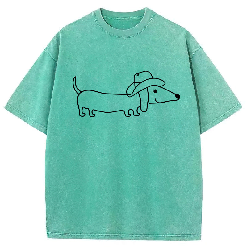 Cowboy Dachshund Washed Unisex Tee