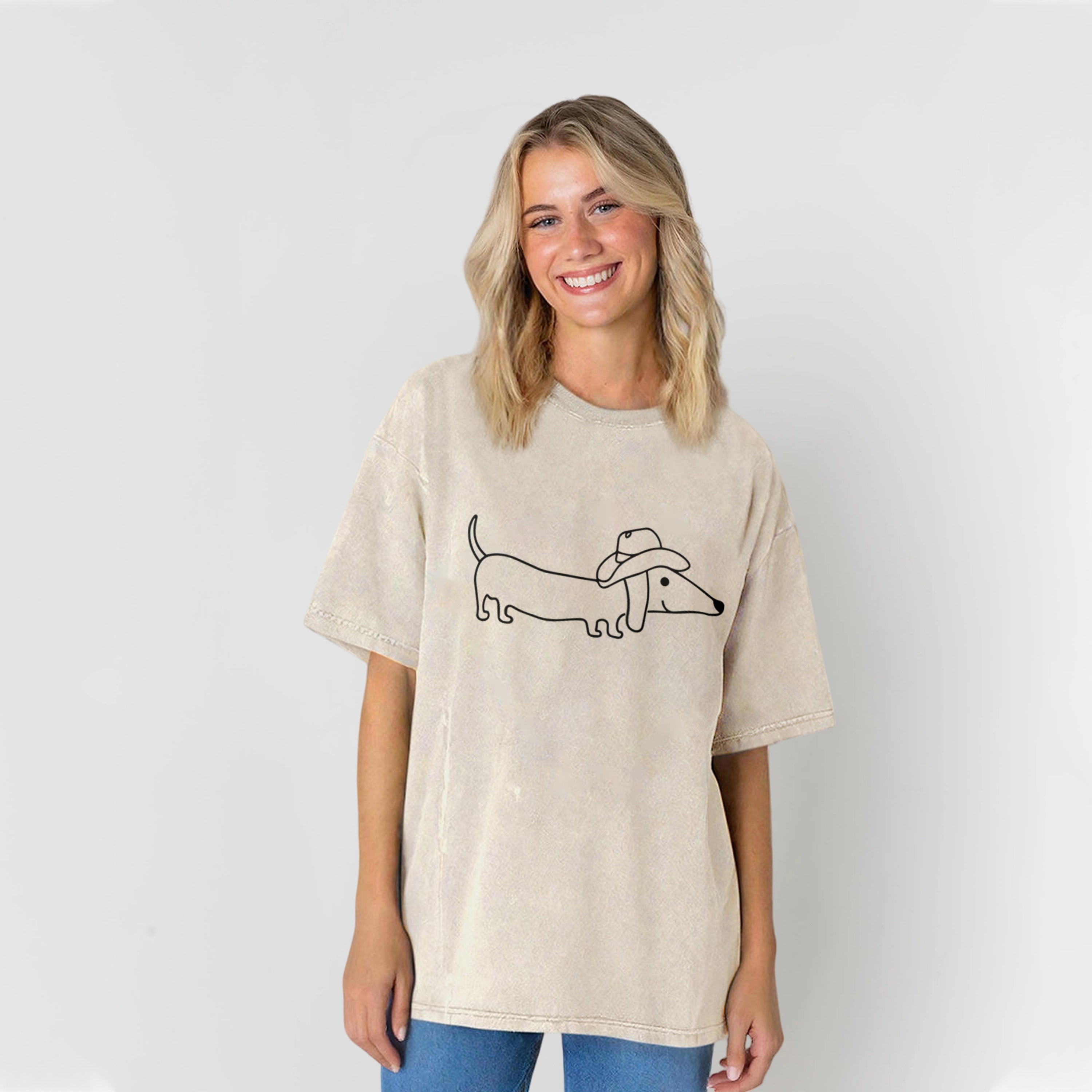 Cowboy Dachshund Washed Unisex Tee