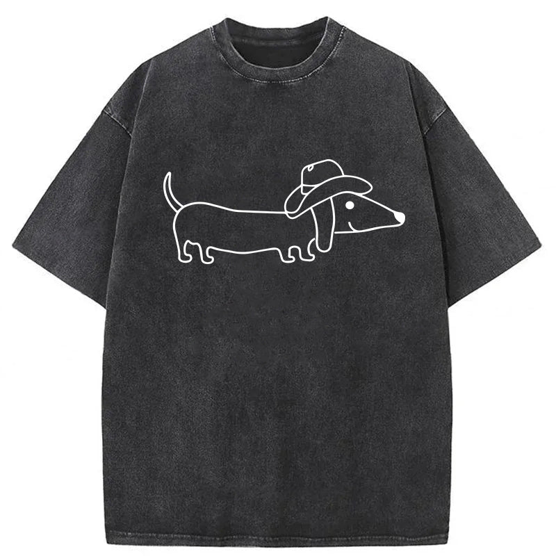 Cowboy Dachshund Washed Unisex Tee