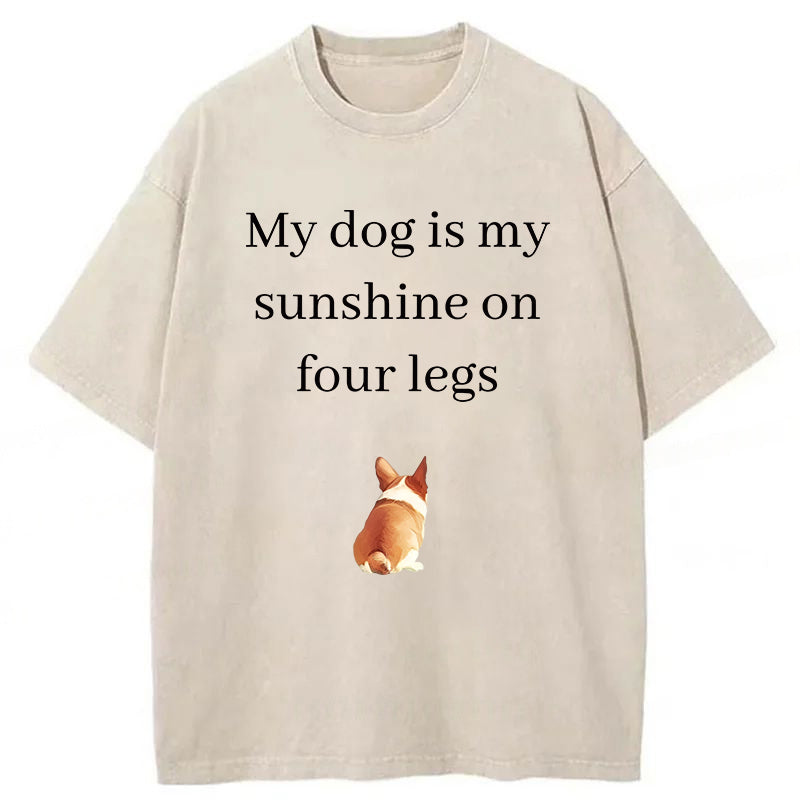 My Dog Is My Sunshine On Four Legs Washed Unisex Tee