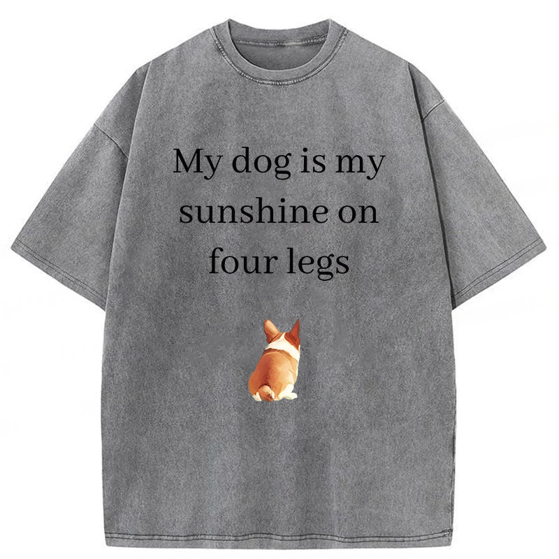 My Dog Is My Sunshine On Four Legs Washed Unisex Tee