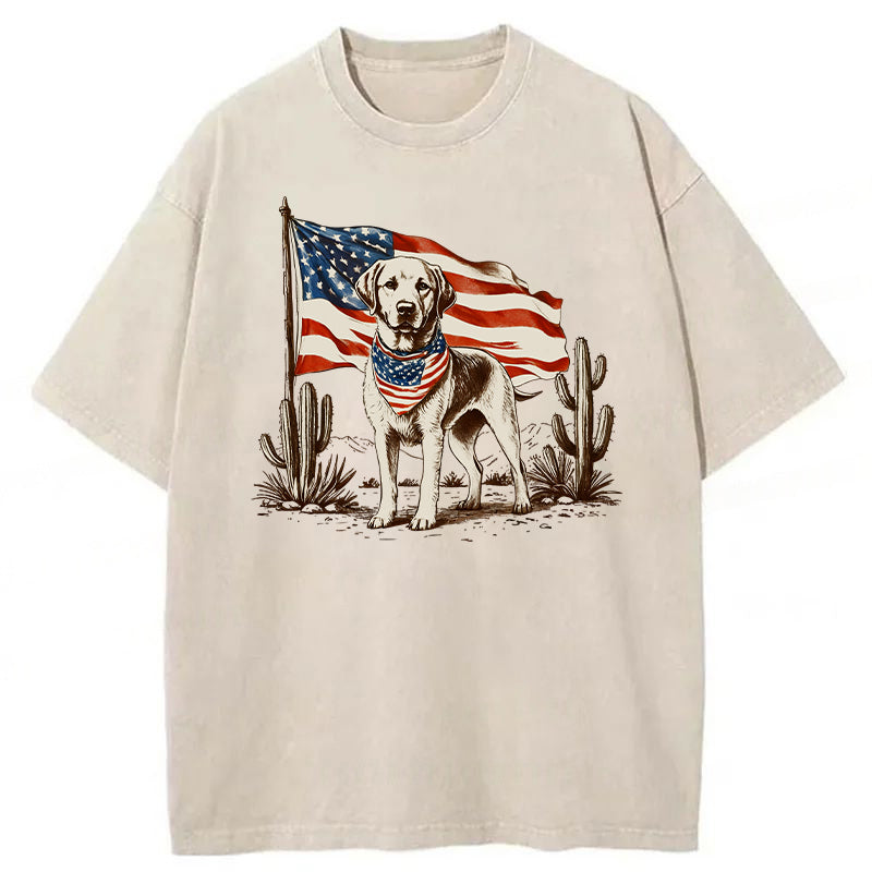 Labrador 4th Of July Washed Unisex Tee