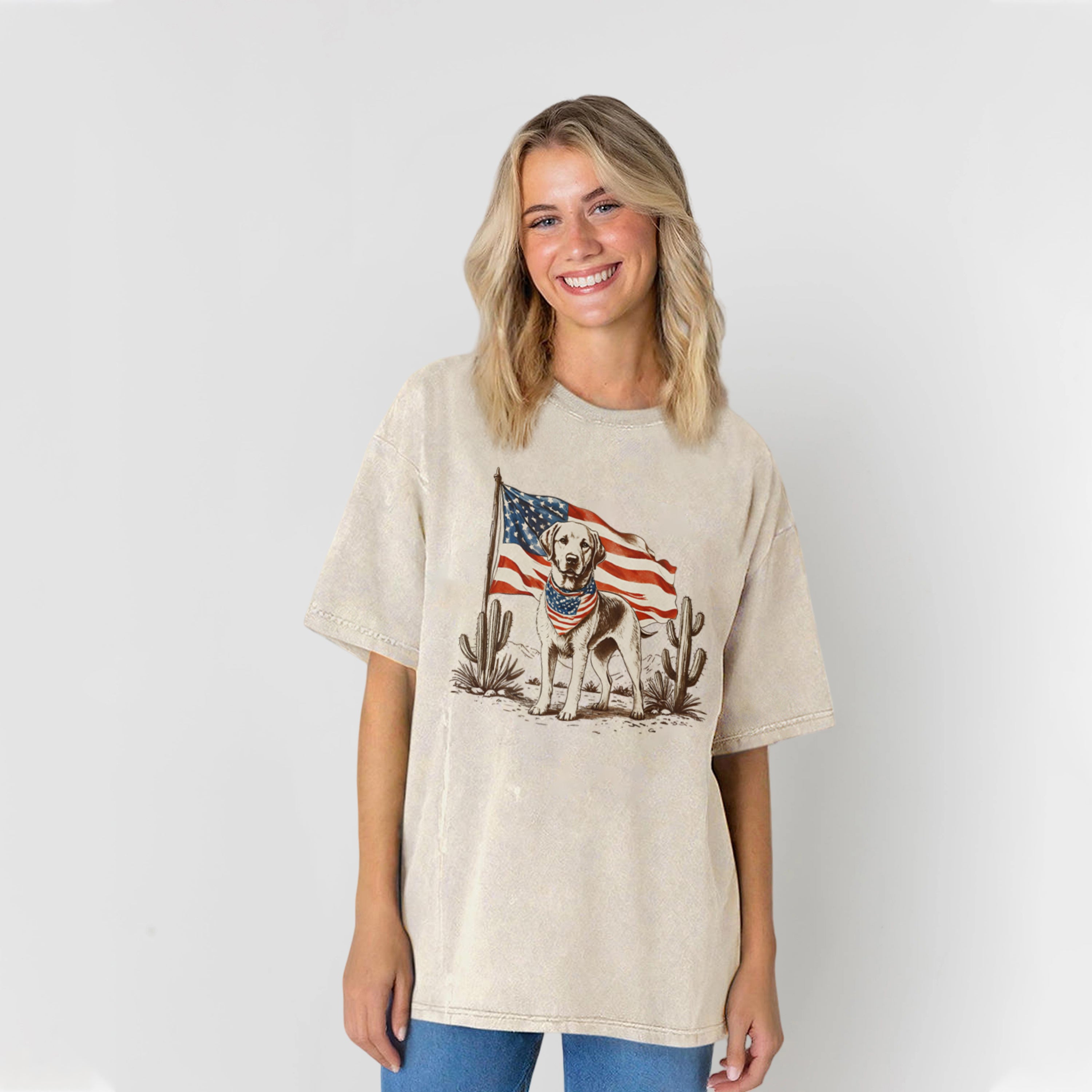 Labrador 4th Of July Washed Unisex Tee
