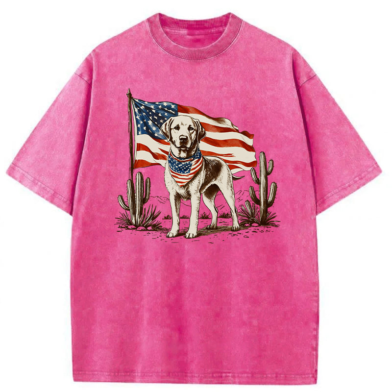 Labrador 4th Of July Washed Unisex Tee