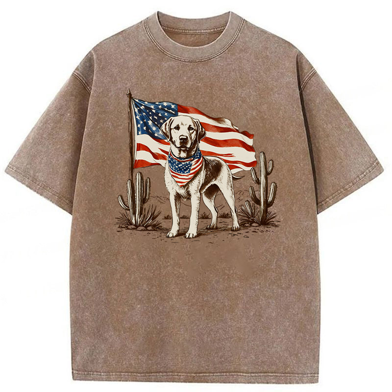 Labrador 4th Of July Washed Unisex Tee