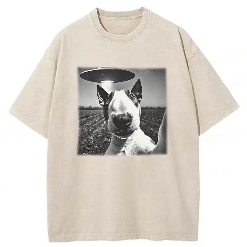 English Bull Terrier UFO Washed Unisex Tee