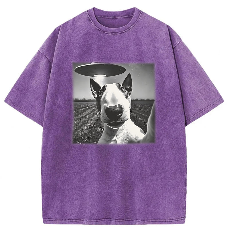 English Bull Terrier UFO Washed Unisex Tee