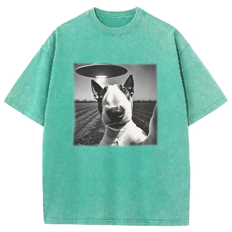 English Bull Terrier UFO Washed Unisex Tee