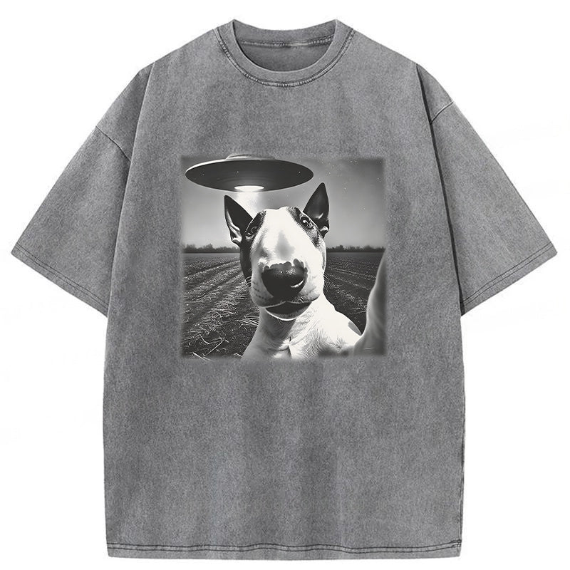 English Bull Terrier UFO Washed Unisex Tee
