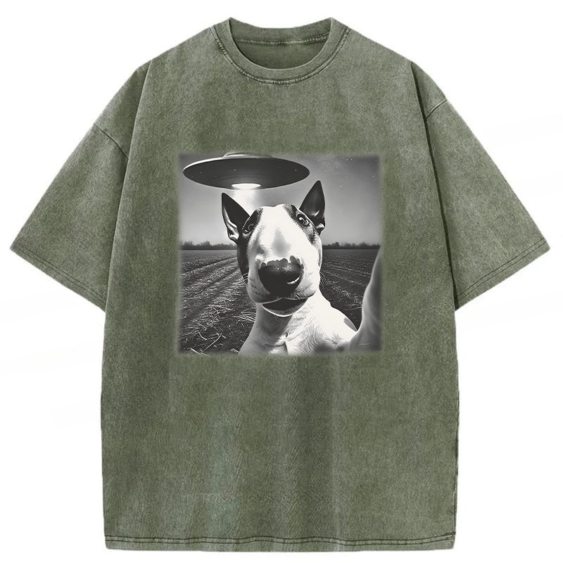 English Bull Terrier UFO Washed Unisex Tee