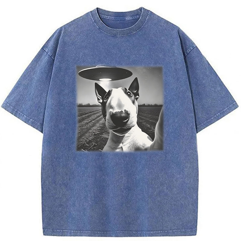 English Bull Terrier UFO Washed Unisex Tee