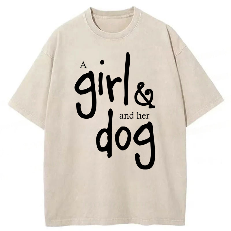 A Girl And Her Dog Washed Unisex Tee