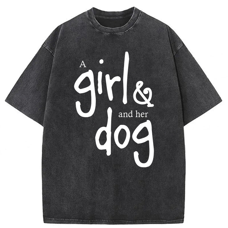 A Girl And Her Dog Washed Unisex Tee