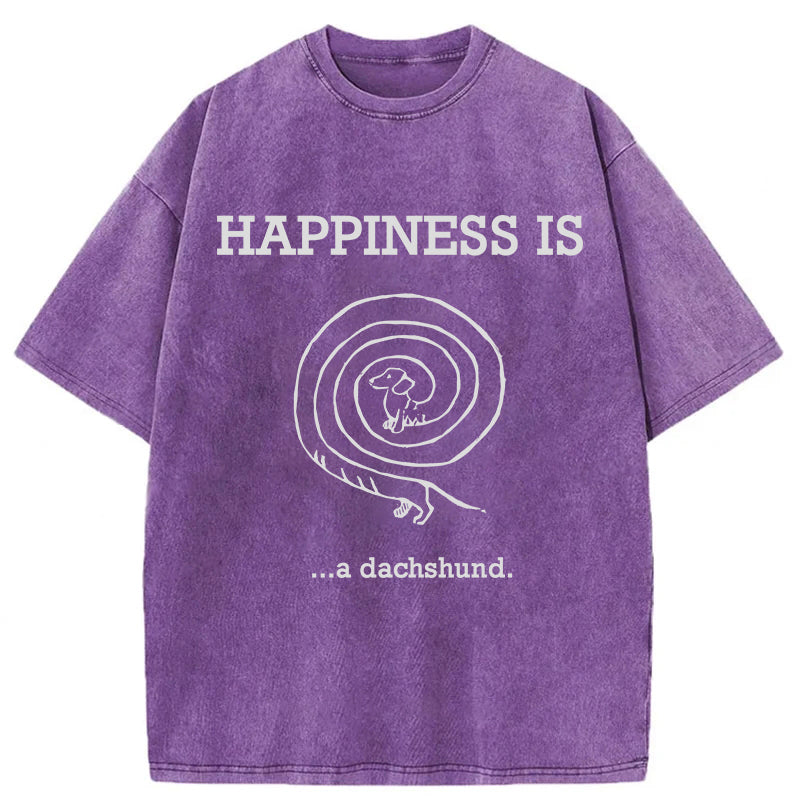 HAPPINESS IS...a dachshund Washed Unisex Tee
