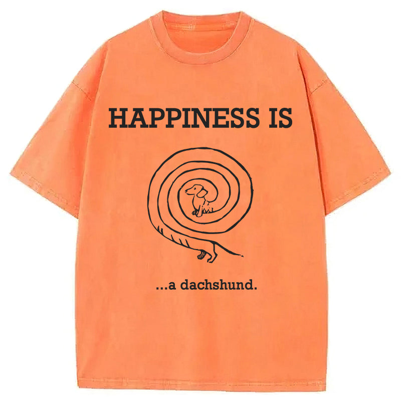 HAPPINESS IS...a dachshund Washed Unisex Tee