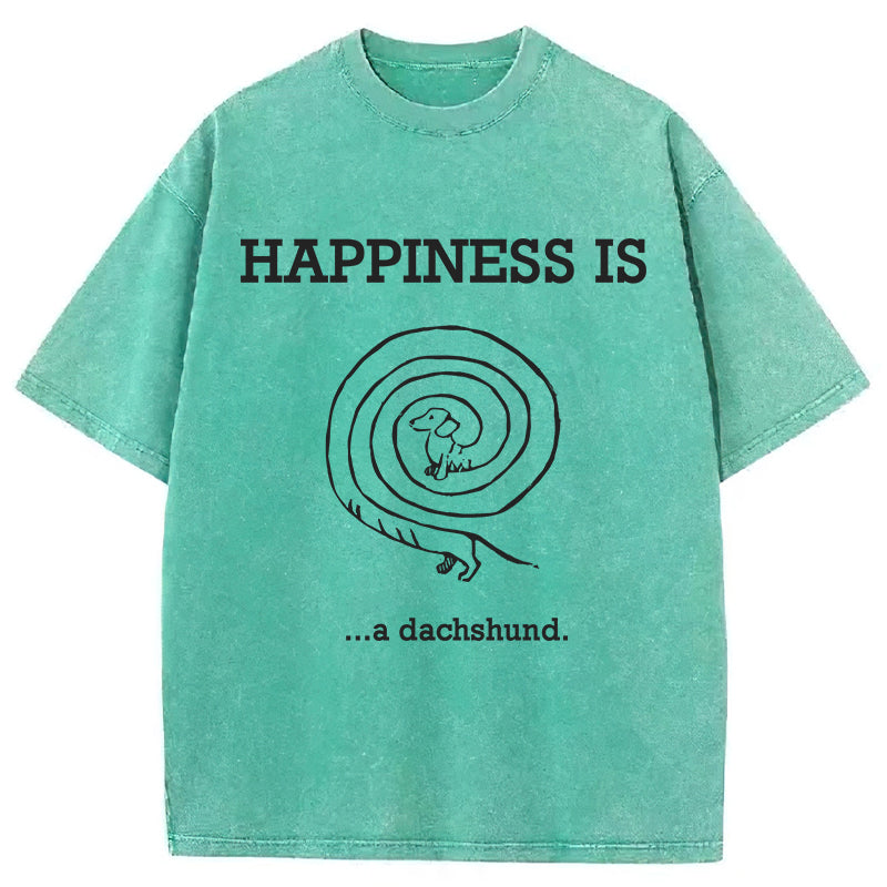 HAPPINESS IS...a dachshund Washed Unisex Tee