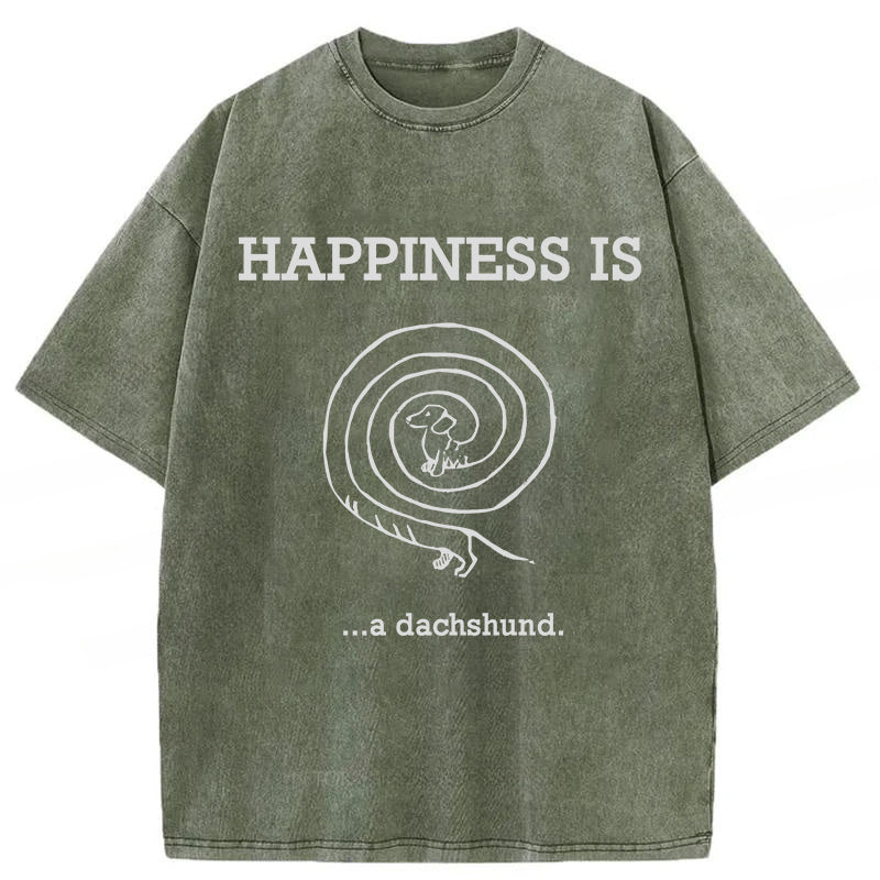 HAPPINESS IS...a dachshund Washed Unisex Tee