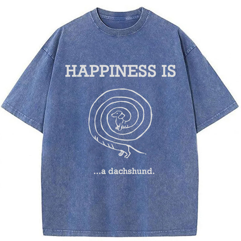HAPPINESS IS...a dachshund Washed Unisex Tee