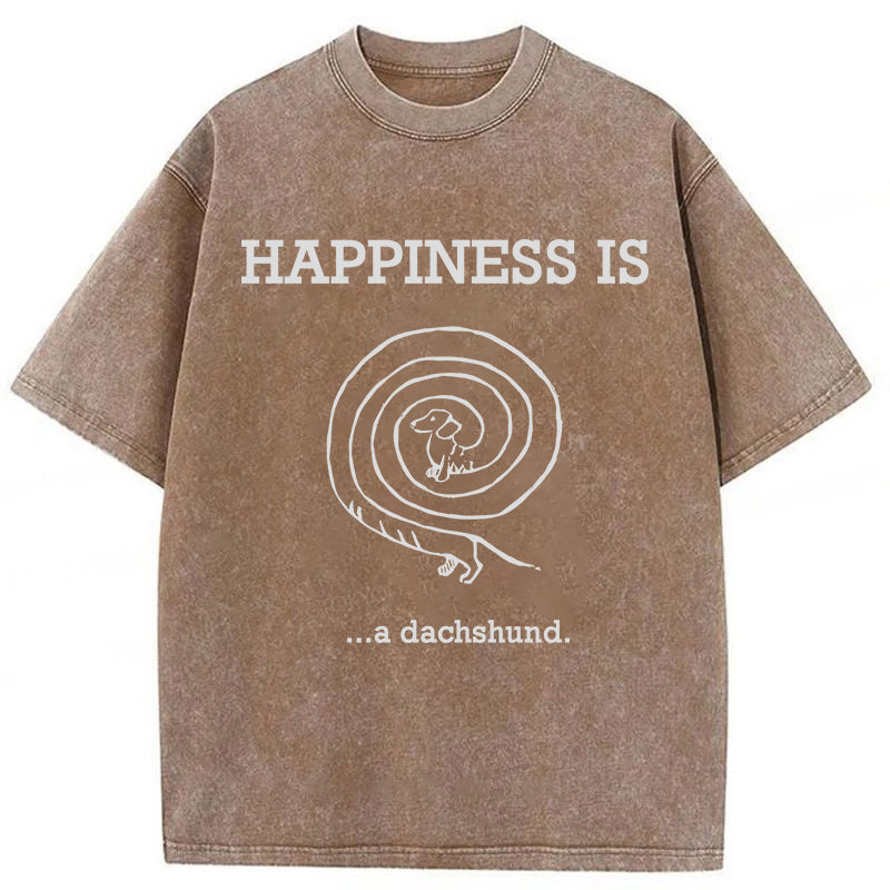 HAPPINESS IS...a dachshund Washed Unisex Tee