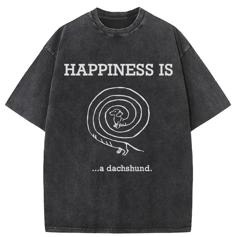 HAPPINESS IS...a dachshund Washed Unisex Tee